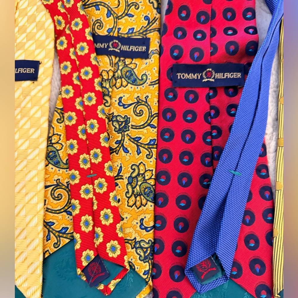 Lot of 6 beautiful two toned Tommy Hilfiger 58” 100% silk tie EUC - Picture 5 of 15
